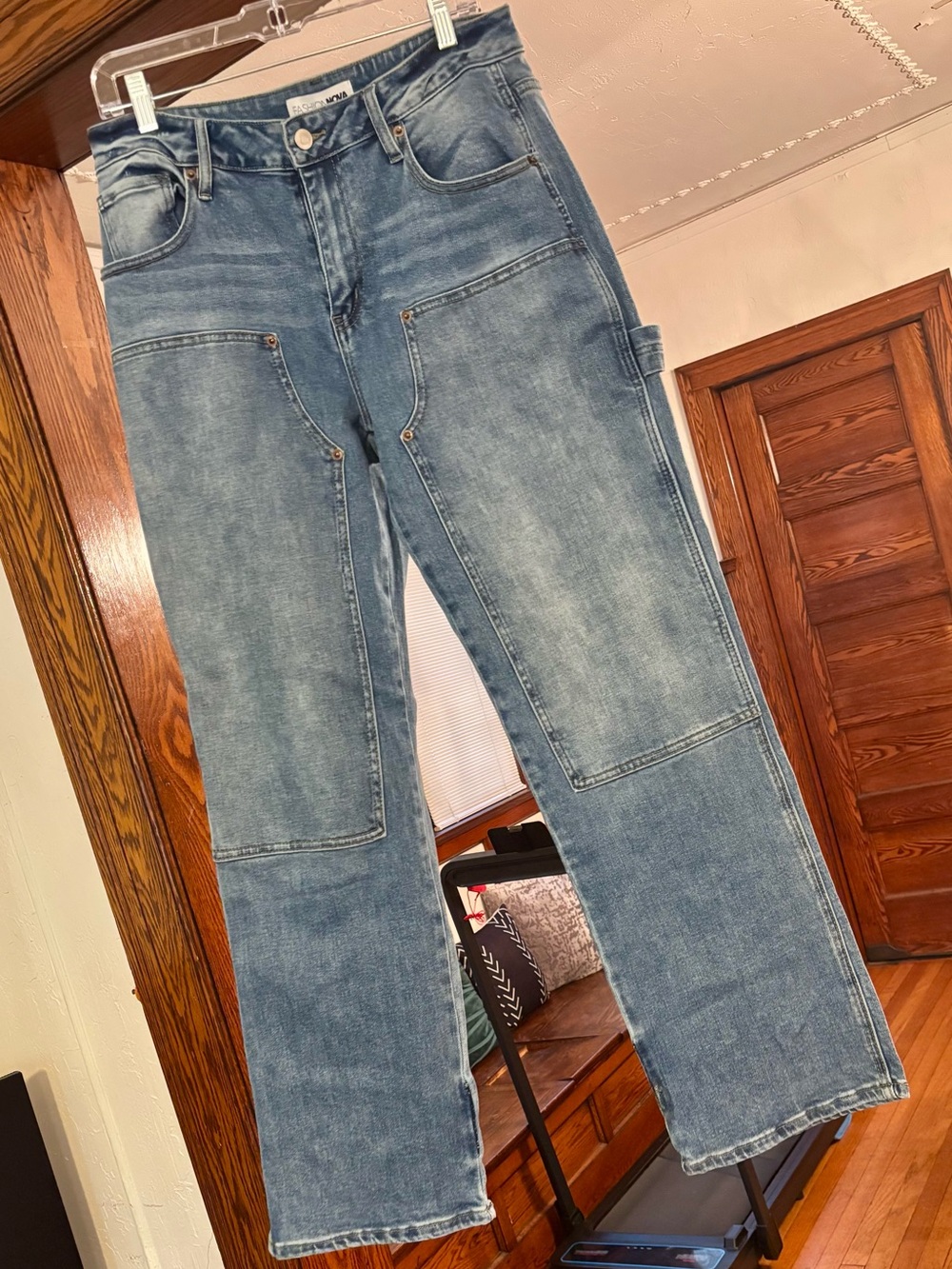 Fashion Nova Light Blue Straight Leg Carpenter Jeans